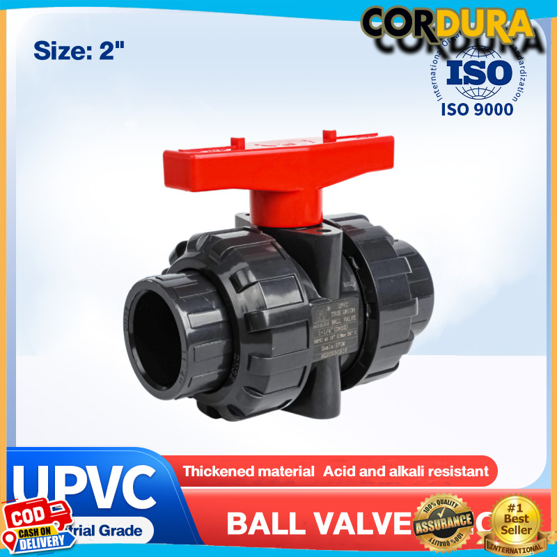 บอลวาล์ว 2 นิ้วUPVC UNION BALL VALVE บอลวาล์ว ยูเนี่ยน ยูพีวีซี socket weld แบบสวมท่อฟ้าPVC วาล์วพลาสติก วาล์วสระว่ายน้ำ