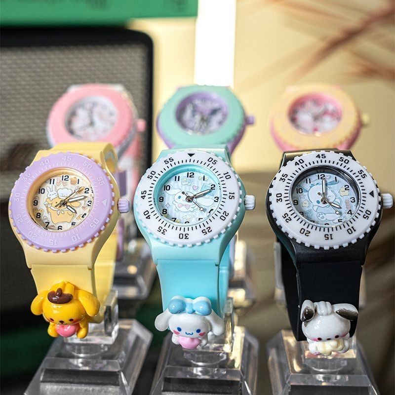 เด็ก Melody Cinnamoroll kuromi Pom Pom Purin hello kitty ซิลิโคน Sanrio น่ารักการ์ตูน Jelly Strap นาฬิกาสําหรับเด็กของขวัญวันเกิดเด็กผู้หญิง