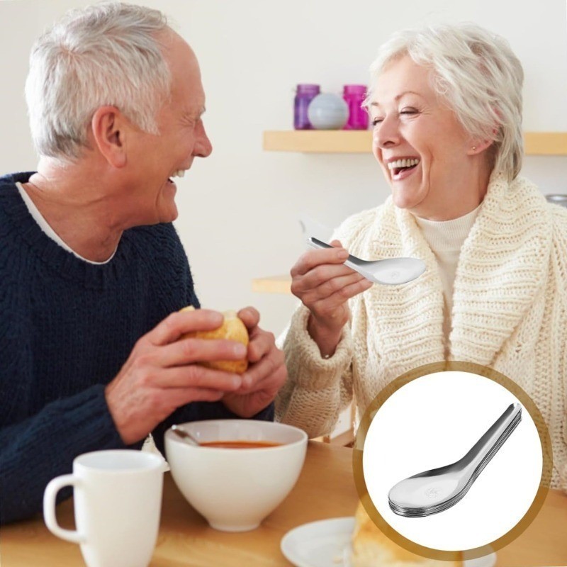 5-30 ชิ้น ช้อนก้นแบนสแตนเลสเกรดอาหาร / ช้อนแตงโมข้น / ช้อนซุปจีนแบบเข้มข้น - รูปที่ 2