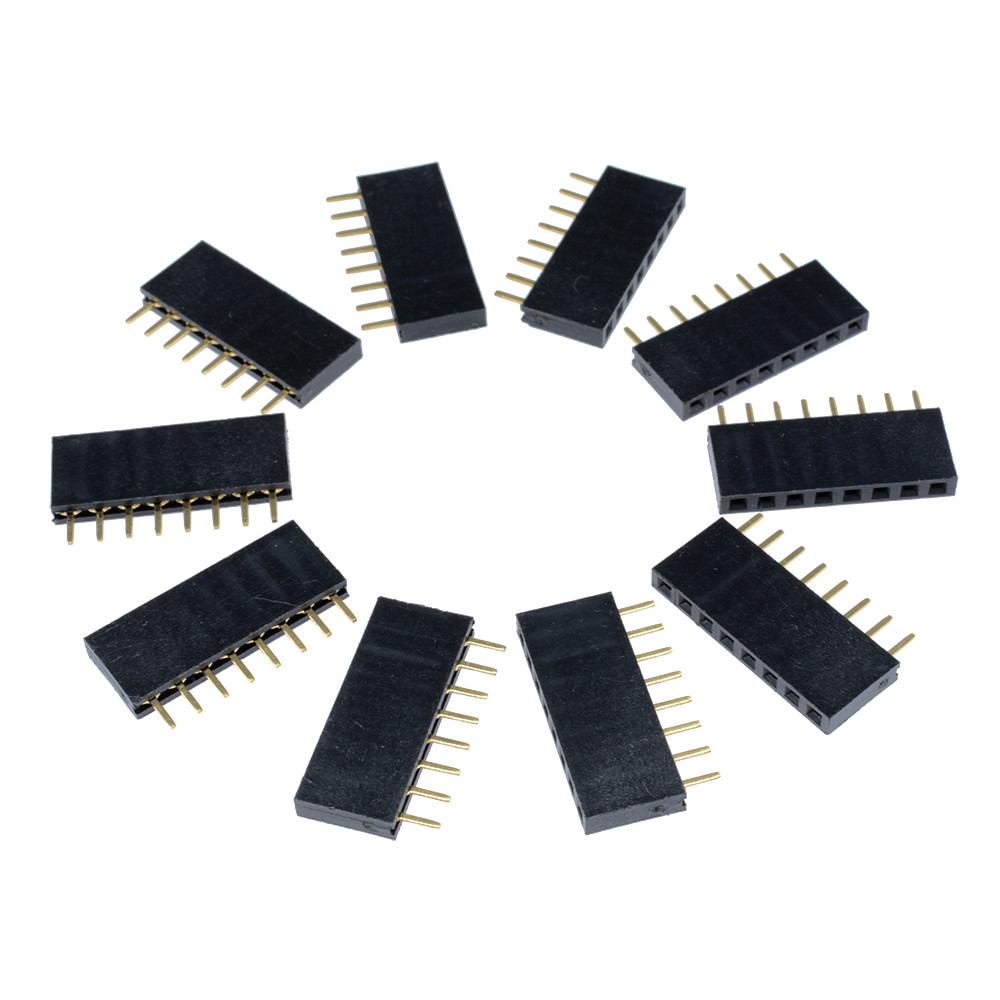 8 Pin เดี่ยวแถวตรงหญิง Pin Header Connector 2.54 มม. Pin Header Strip 1*8P