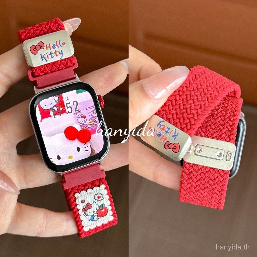 สายไนลอนน่ารักการ์ตูน KT Cat รูปแบบและล็อคแม่เหล็กสําหรับ Xiaomi Redmi Watch 3 5 Active Redmi watch 6Smart Watch Band Redmi Watch 5 Lite สายรัดข้อมือ wristband