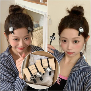 กิ๊บติดผมการ์ตูนสีเงินสีดําบางแฟลชคิตตี้โดยไม่ต้องทําเครื่อง…