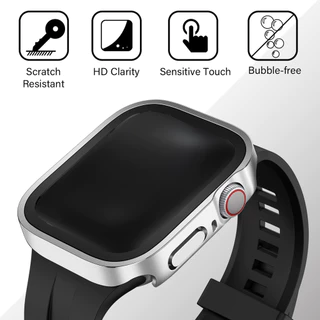 เคสโลหะอลูมิเนียมอัลลอยด์กันน้ํา + PC ฝาหลังสําหรับ Apple Watch Series 11/10 46 มม.42 มม.Ultra 3/2/1 49/45/44 มม.Series 9 8 7 6 5 SE2 SE3 2