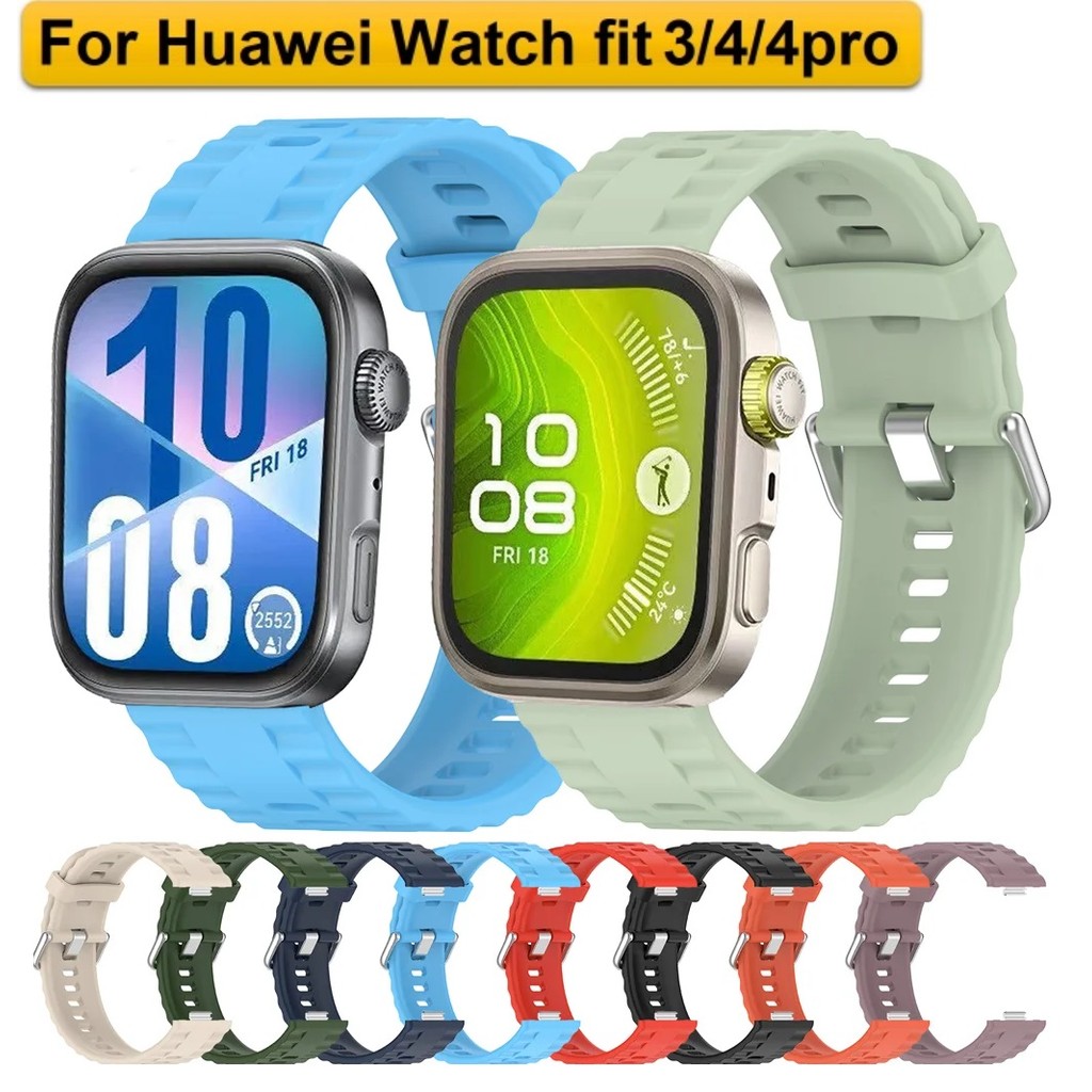 Soft Silicone Strap For Huawei Watch Fit 4 pro สาย Sports Huawei Watch Fit 4 สาย Replacement Huawei Watch Fit 3 สาย Rubber Bracelet For Huawei fit 3 / Huawei Fit 4 สาย Huawei Fit 4 pro Strap สาย Huawei Watch Fit 4 pro Strap