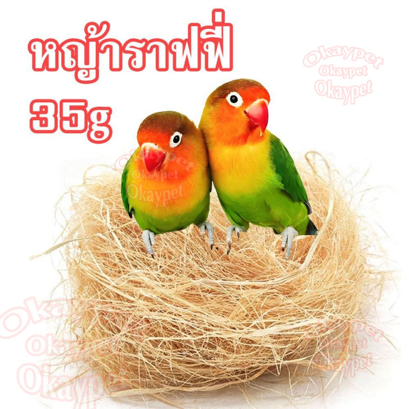 35ก. หญ้าราฟฟี่ รังนก หญ้ารังนก หญ้ากระรอก บ้านนก ที่นอนนก หญ้านุ่ม อบอุ่นในฤดูหนาวและเย็นสบายในฤดูร้อน