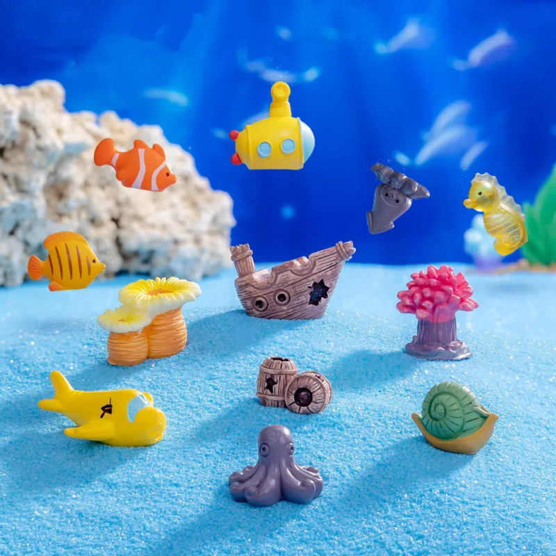 Ocean Series Coral Sea Screw Shipwreck ชุดเดสก์ท็อป Moss Microlandscape ตกแต่งสวน Diy Aquarium ชุดภูมิทัศน์
