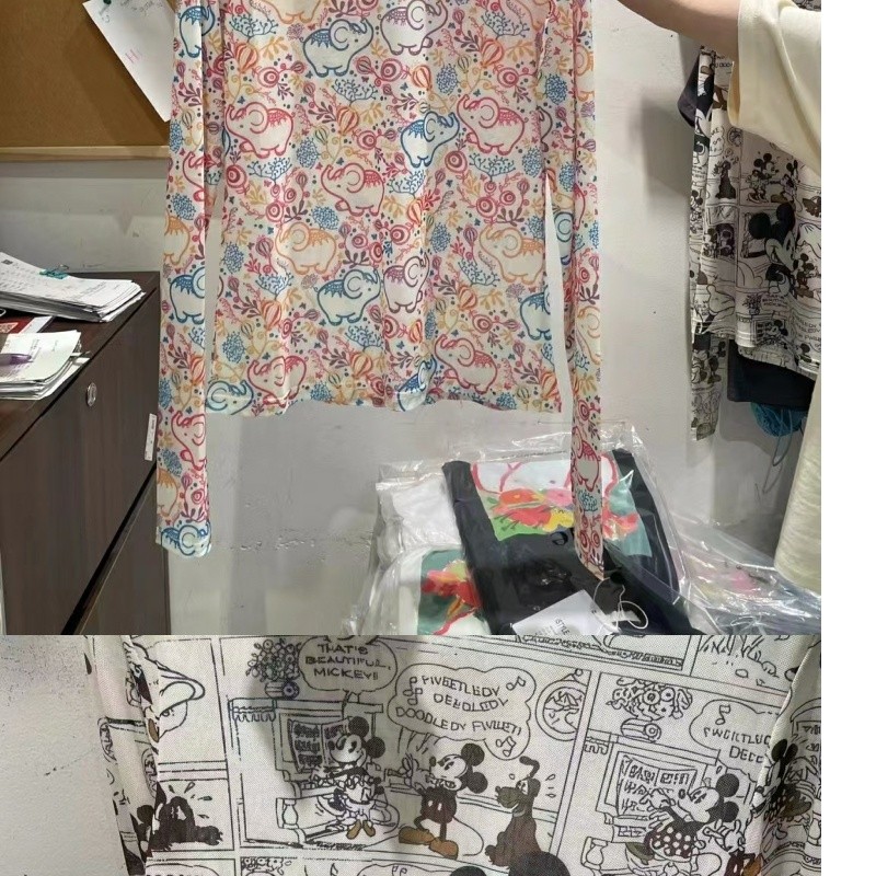 ฤดูใบไม้ผลิฤดูร้อนสไตล์ใหม่การ์ตูน Mickey ผ้าไหมน้ําแข็งตาข่ายเสื้อยืดแขนยาวผู้หญิงเวอร์ชั่นเกาหลี Top Layered All-Match - รูปที่ 4