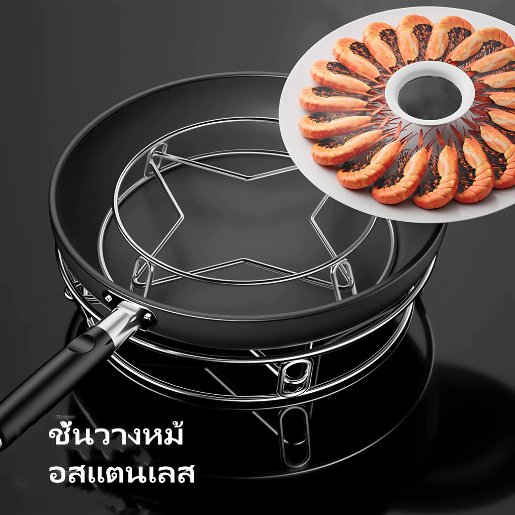 ชั้นวางหม้อสแตนเลส/ชั้นวางเก็บของในครัว/ฝาหม้อฉนวนกันความร้อนป้องกันน้ำร้อนลวก ที่รองหม้อ ชั้นวางนึ่งอาหาร thumbnail 4