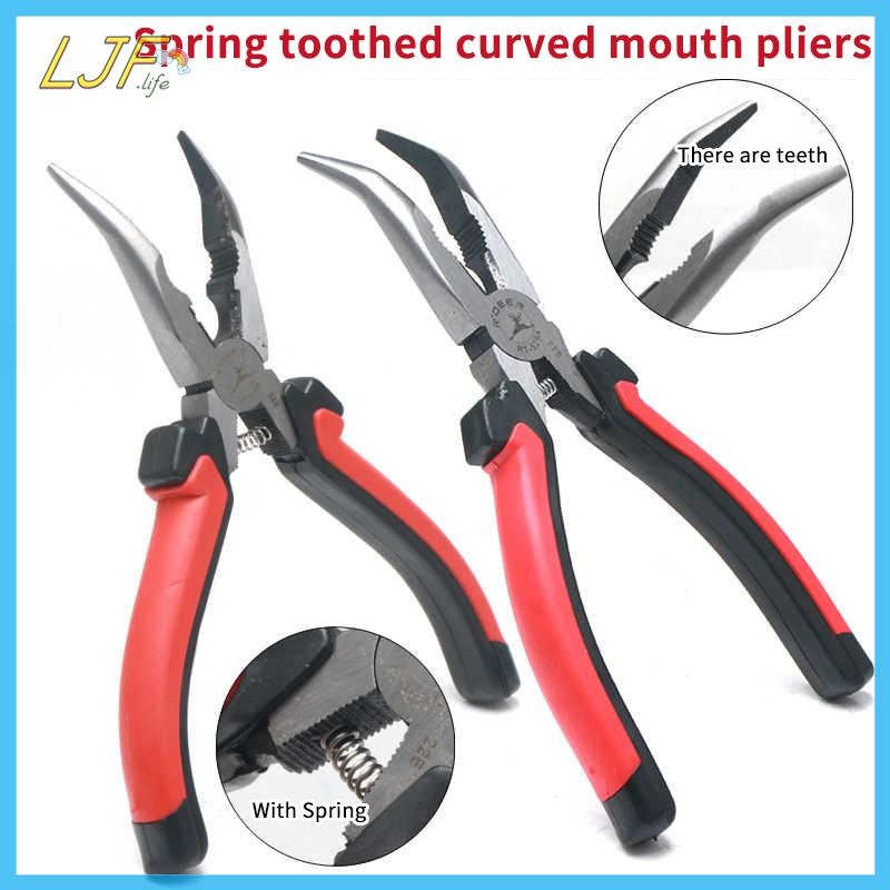 LJF 6 "8" คีมปากโค้งจมูกโค้งพร้อมคีมข้อศอกฟันสปริง -526A/528A เครื่องมือหลาย TH