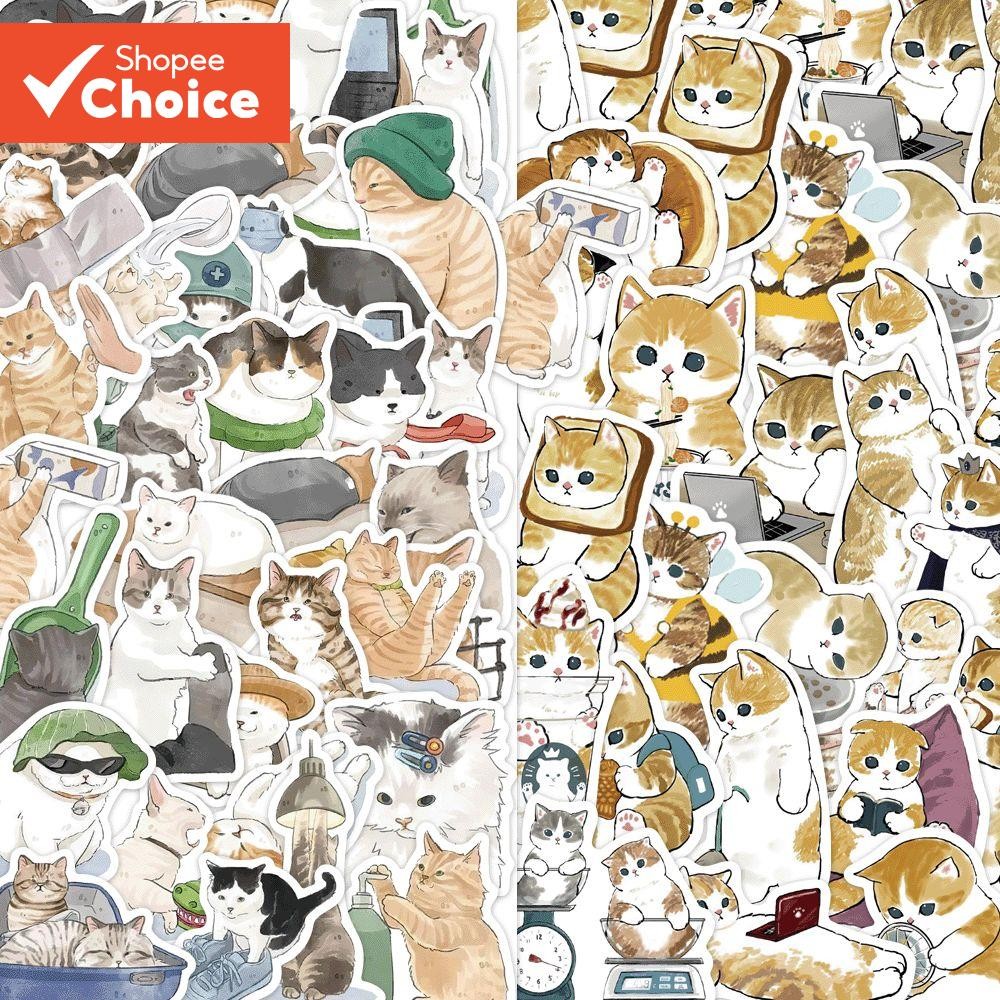 สติ๊กเกอร์แมวลูกแมวสีเหลือง 117 ชิ้นสัตว์เลี้ยงน่ารัก DIY กันน้ําสําหรับโทรศัพท์คอมพิวเตอร์ iPad แล็ปท็อป