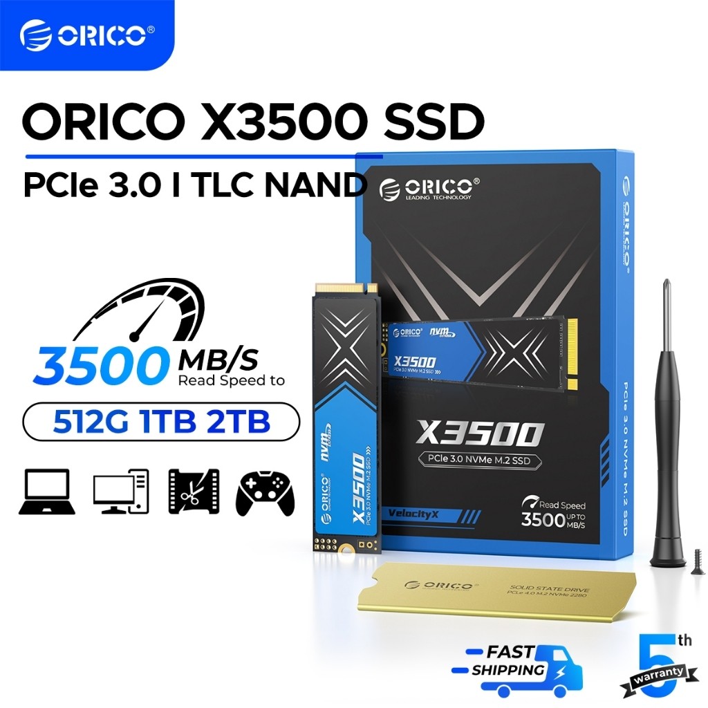 ORICO X3500 NVMe SSD 256GB 512GB PCIe Gen3 x4 M.2 SSD Gaming SSD สําหรับ PS5 X3500