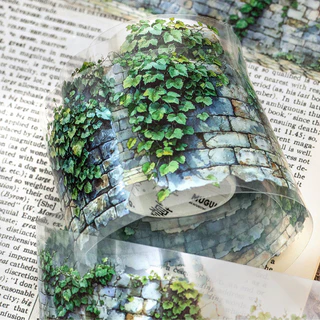 Journamm 50 มม.* 2 เมตร PET ดอกไม้เทปผนังตกแต่ง Junk Journal DIY Scrapbooking อุปกรณ์ Junk Journal Collage เทป