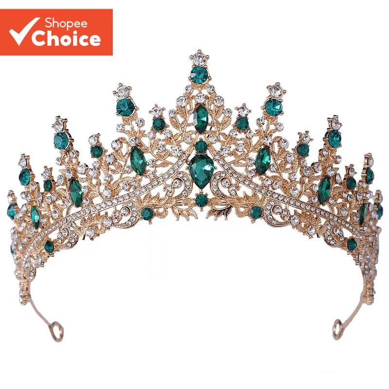 Luxe Bride Crown Headpiece Crystal & Pearl เครื่องประดับผมเหมาะสําหรับงานแต่งงานและงานปาร์ตี้วันเกิด 6.5x15.5 ซม.