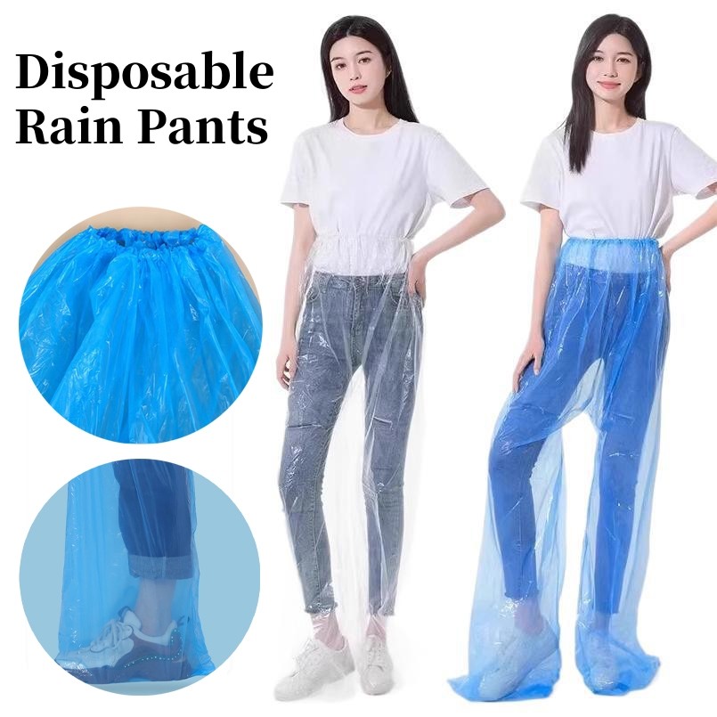 กางเกงกันฝนแบบใช้แล้วทิ้งหนาโปร่งใส แพ็คเท้าดริฟท์ กันน้ำ เสื้อกันฝนสำหรับการเดินทางกลางแจ้ง