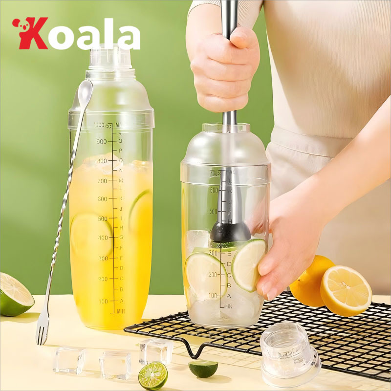KOALA เชคเกอร์พลาสติก 300/500/700ml Cocktail Shaker Mixer แก้วผสมค็อกเทล กระบอกเขย่าโปรตีน อุปกรณ์ค็อกเทล
