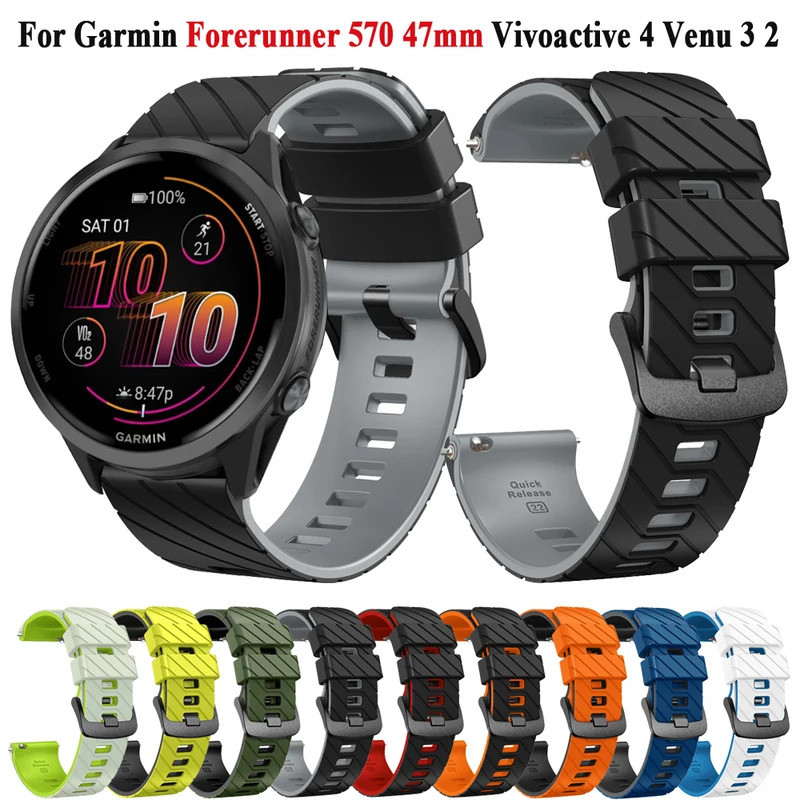 สายรัดสำหรับ Garmin Forerunner 570 47MM 265 สายนาฬิกา สร้อยข้อมือ 22mm สายซิลิโคนกีฬา Venu 3 2 Vivoactive 4 เข็มขัด Correa