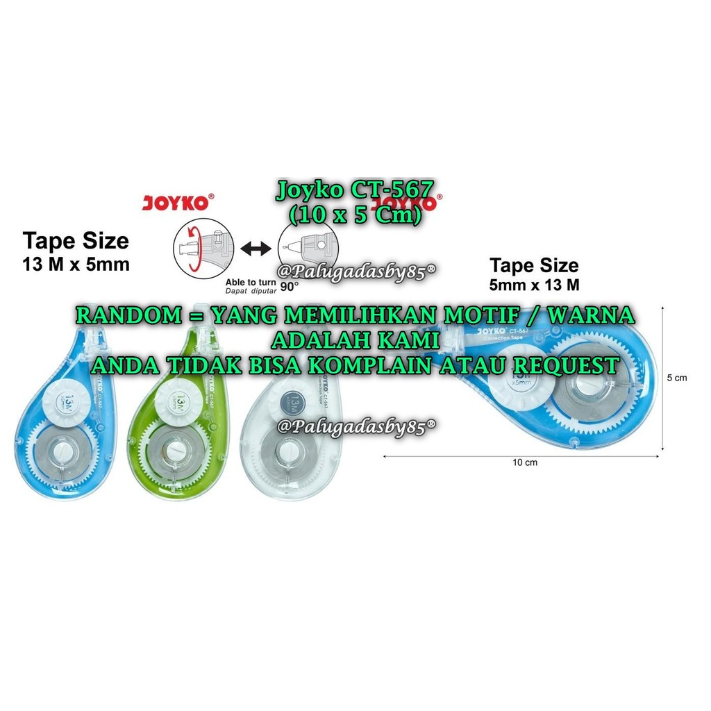 (1 ชิ้น) WHOLESALE เทปลบคําผิด JOYKO CT-567 (13M*5mm) RANDOM / Joyko CT-567 เทปลบคําผิด (1 ชิ้น)