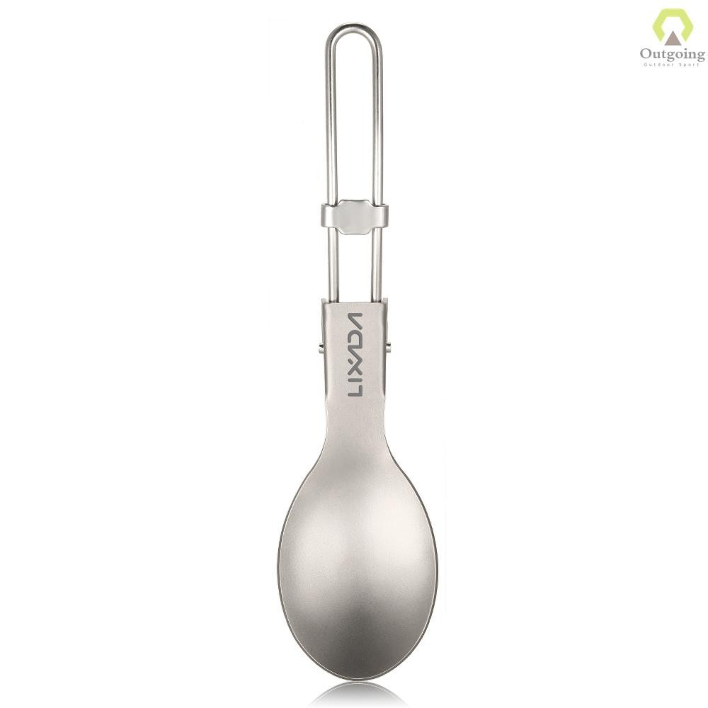 Fast Ship Lixada ช้อนไทเทเนียมพับได้น้ําหนักเบากลางแจ้งช้อนอาหารค่ํา Flatware สําหรับ Travel Camping