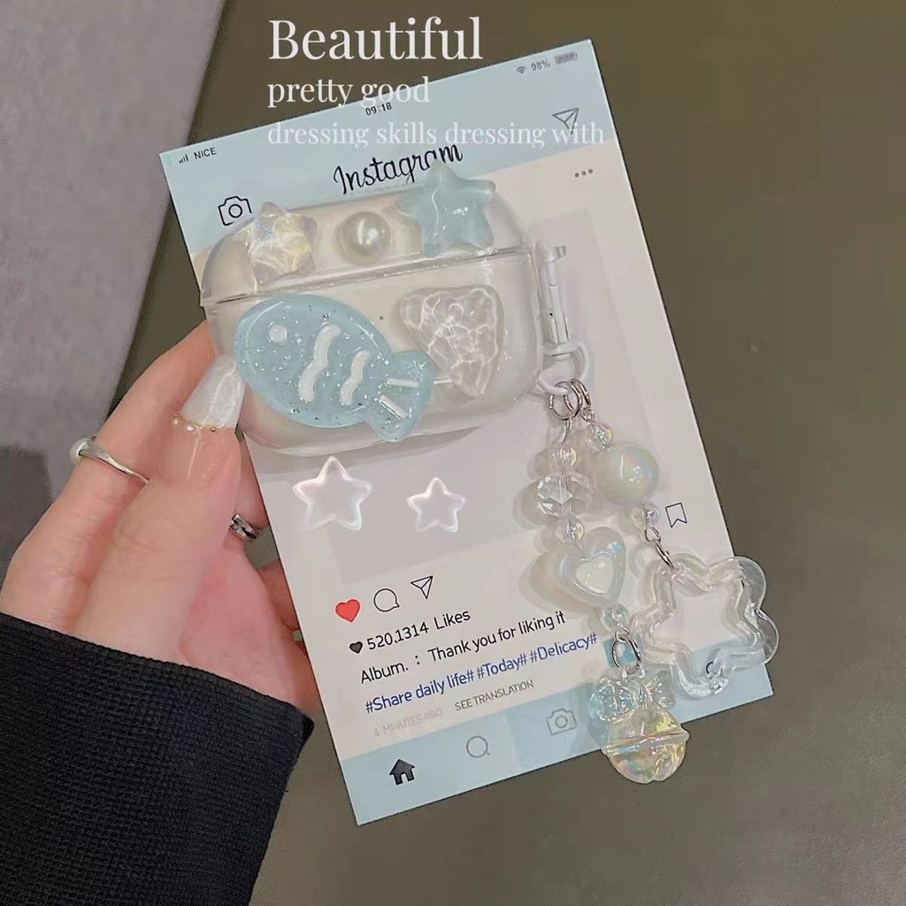 Blue Sea Fish Lenovo HT38 เคสหูฟัง lp40pro Chain XT95PRO เคสบลูทูธไร้สาย lp40/LP80