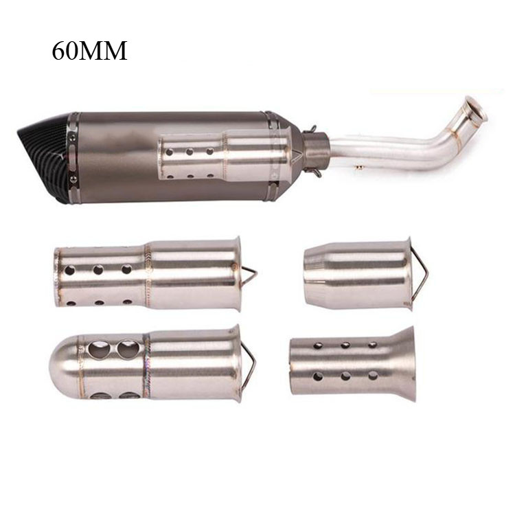 60MM Universal รถจักรยานยนต์ท่อไอเสียท่อ Catalyst ที่ถอดออกได้ DB Killer ใส่ท่อ Silencer ลดเสียงรบกว