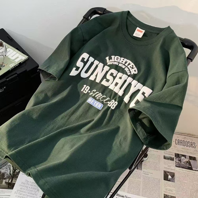 (จัดส่งตลอด 24 ชั่วโมง) Fashion เกาหลี ผ้าฝ้าย100% เสื้อยืดแขนสั้น Oversize 💫CMDXY8223 ตัวอักษร หลวม ลายสกรีน ฤดูร้อน