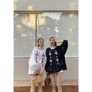 🍒COATWINK🍒เสื้อBOHO แขนยาว ปักลายด้านหน้า