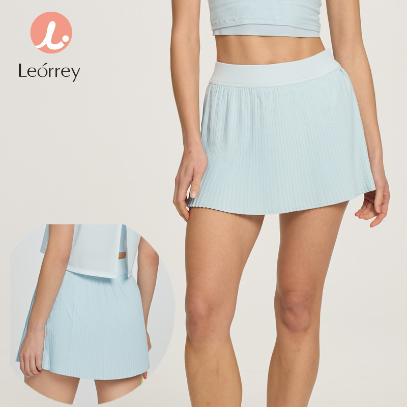 Leorrey-ชุดเทนนิส ฟิตเนส ยืดหยุ่นสูง แห้งเร็ว สำหรับฤดูร้อน กระโปรงกอล์ฟ โยคะ ชุดเทนนิส