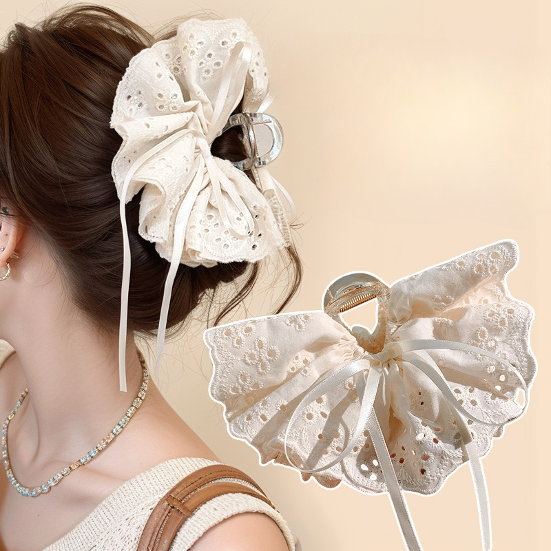อัพเกรดผู้หญิง Fairy ลูกไม้ Bowknot บัลเล่ต์ Hairpin Grips กิ๊บติดผม