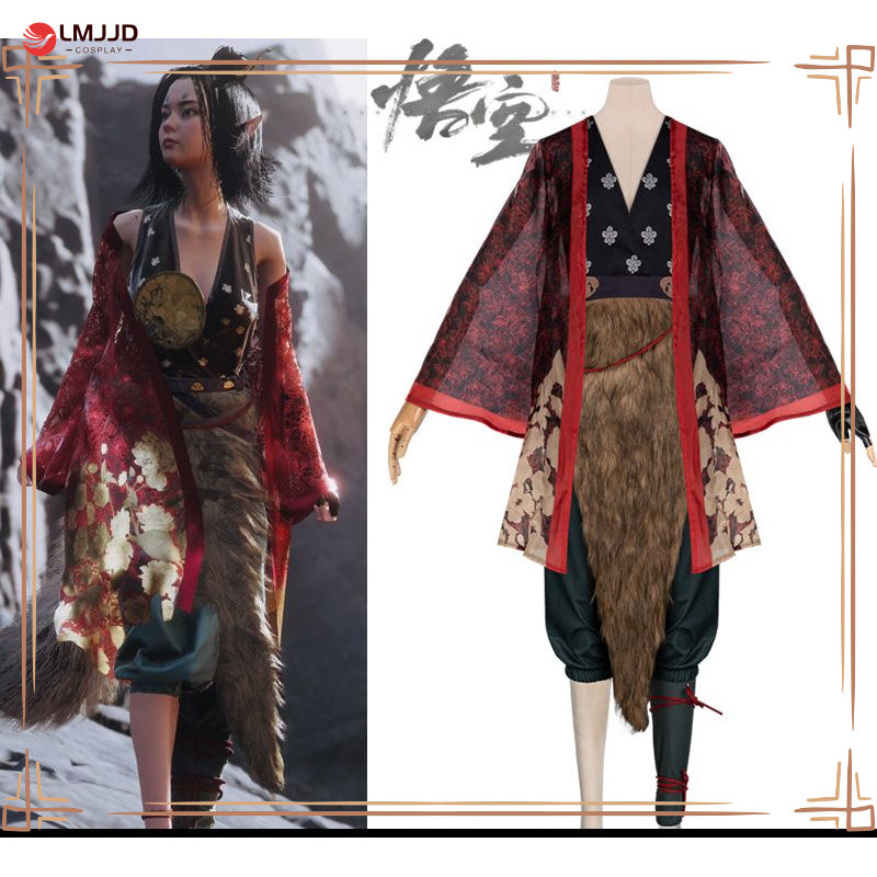 Black Mythology Goku คอสเพลย์เครื่องแต่งกาย Fox Spirit Pingping เกมจําลองมีชีวิตชีวาและขี้เล่นอะนิเม