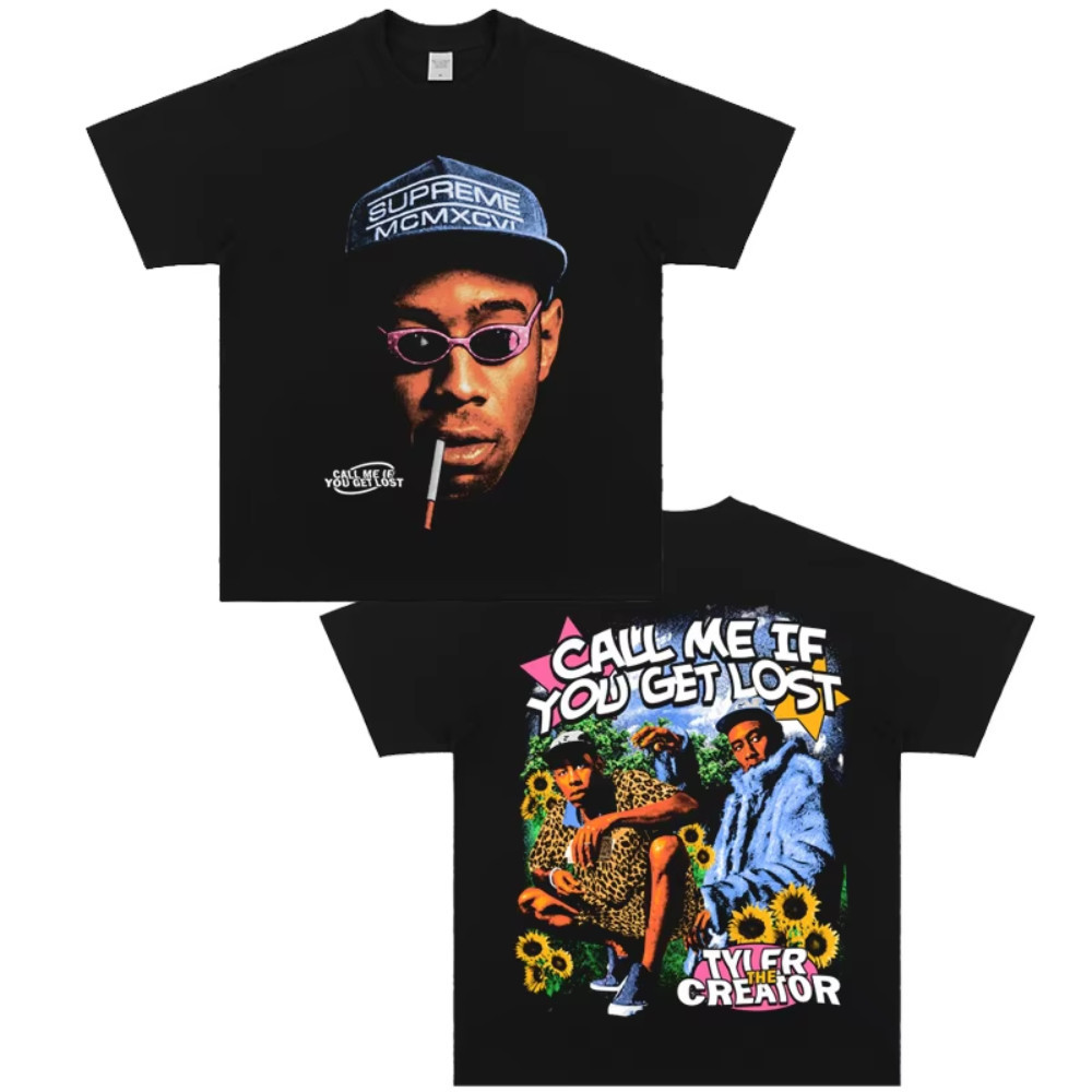 2025 เสื้อยืดแขนสั้น Tyler Creator Rap Theme อินเทรนด์ | ฮิปฮอปสไตล์ย้อนยุค ผ้าฝ้ายแท้ระบายอากาศ | สไตล์Summer Outing Street สำหรับผู้ชายและผู้หญิง