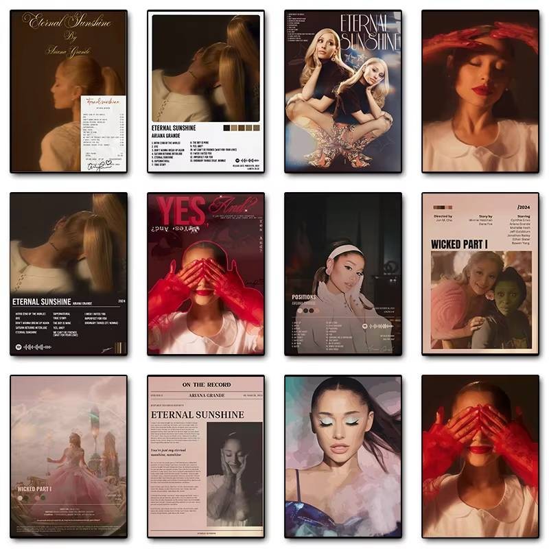 นักร้อง Ariana-Grandes Portrait เพลงอัลบั้มโปสเตอร์พิมพ์ Wall Art ภาพผ้าใบภาพวาดห้องนั่งเล่นห้องนอนตกแต่งบ้าน