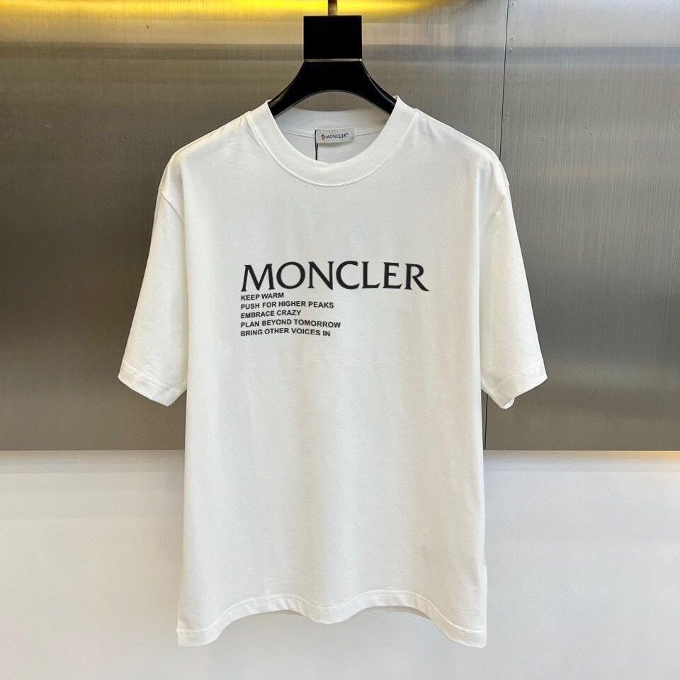 Mon * Ers Pure Cotton ตัวอักษร All-Match ผู้ชายรอบคอหลวมครึ่งแขนพิมพ์สบายๆแขนสั้น T