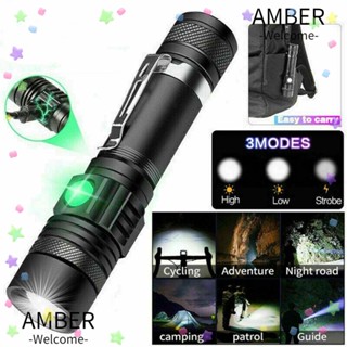 Amber ไฟฉาย LED USB T6 กันน้ํา ซูมได้