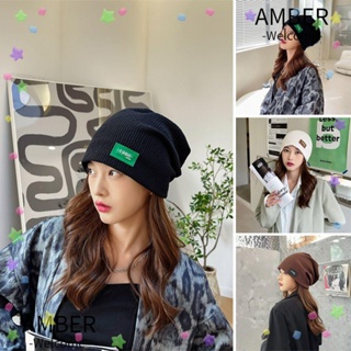 Amber หมวกบีนนี่ลําลอง แฟชั่นฤดูใบไม้ร่วง สําหรับผู้หญิง และผู้ชาย