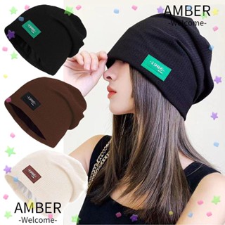 Amber หมวกบีนนี่ ผ้าถัก ลําลอง 3 สี สําหรับผู้หญิง และผู้ชาย