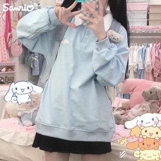 Sanrio เสื้อโปโล แขนยาว ลาย Hello Kitty Kuromi Cinnamoroll Y2K สําหรับผู้หญิง [GM]