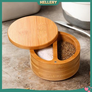 [HelleryTH] กระปุกไม้ไผ่ 2 ช่อง อเนกประสงค์ สําหรับใส่เครื่องปรุงรส