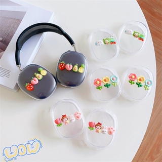 เรียบง่าย DIY ดอกไม้ / ผลไม้ ใส นิ่ม TPU เคส เข้ากันได้กับ AirPods Max เคส บลูทูธ ไร้สาย หูฟัง ที่ชาร์จ เคสป้องกัน