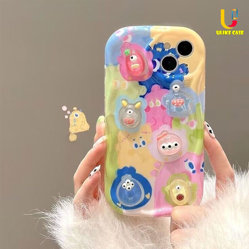 เคสโทรศัพท์มือถือ แบบนิ่ม ลายตุ๊กตามอนสเตอร์ 3D ขอบโค้ง สีสันสดใส สําหรับ IPhone 12 11 13 14 PRO MAX 6 7 6S 8 14 Plus X XR XS MAX 11 12 13 Se 2020 6SPlus 7Plus 6Plus 8Plus 14Plus X XR XS MAX 11 12 13 Se DIY