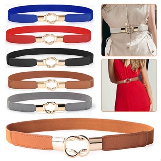 New Women Belt Stretch Elastic Skinny Waist Ladies Dress Waistband Metal Buckle