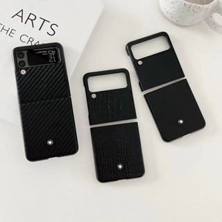 เคสโทรศัพท์มือถือ แบบฝาพับ ลาย Montblanc สีดํา หรูหรา สําหรับ Samsung Galaxy Z Flip 3 4 5 Z Fold 3 4