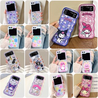 เคสโทรศัพท์ซิลิโคน TPU ใส แบบนิ่ม ลายดอกไม้ และผีเสื้อ กันกระแทก สําหรับ Samsung Galaxy Z Flip 5 Z Flip 4 3 5G