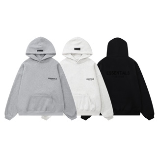 Fear OF GOD- ESSENTIALS FOG- เสื้อกันหนาว มีฮู้ด ทรงหลวม สองด้าน ลายโลโก้ flocked สําหรับผู้ชาย และผู้หญิง Gewq