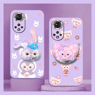 cute Cartoon Phone Case For Huawei Honor50 Pro/Nova9 Pro Skin-friendly feel Liquid silicone shell quicksand Rotatable stand