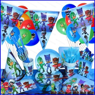 Gp1 PJ Masks ผ้าปูโต๊ะ ลายลูกโป่ง สําหรับตกแต่งปาร์ตี้วันเกิด PG1