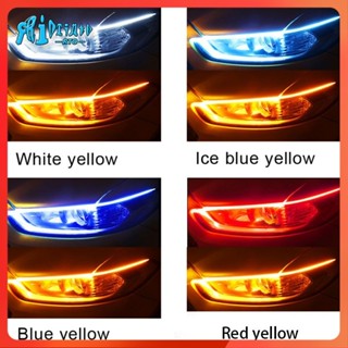 Rto แถบไฟหน้า ไฟเลี้ยว LED DRL 12V กันน้ํา ยืดหยุ่น สีขาว สีเหลือง สําหรับรถยนต์ 2 ชิ้น