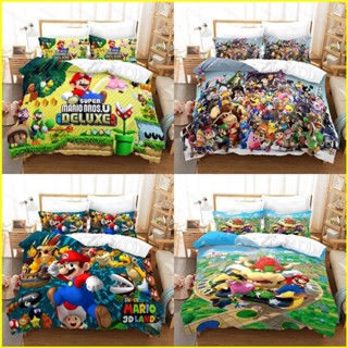 Yb3 Super Mario 3in1 ชุดเครื่องนอน ผ้าปูที่นอน ผ้าห่ม ผ้านวม ซักทําความสะอาดได้ ใส่สบาย BY3