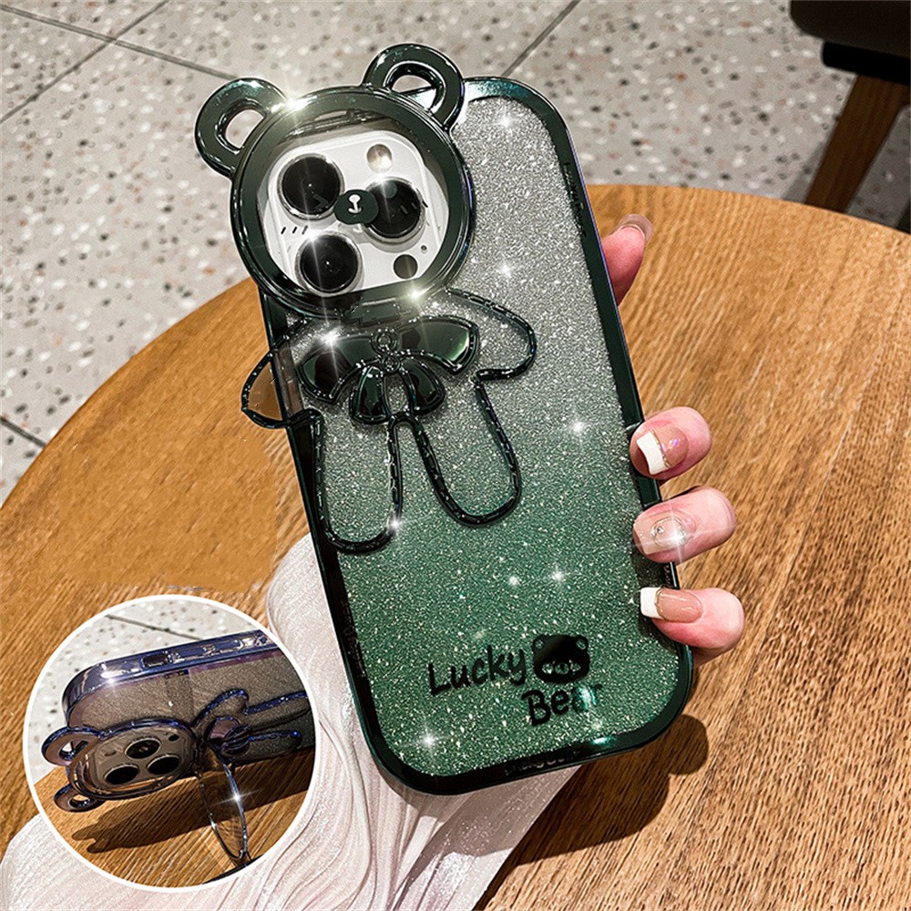 เคสโทรศัพท์มือถือนิ่ม กันตก ป้องกันเลนส์ ลายหมีนําโชค ไล่โทนสี คุณภาพสูง สําหรับ iPhone11 12 13 14 pro max 14plus XSmax 7 8plus