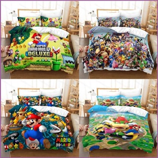 Sq2 Super Mario 3in1 ชุดเครื่องนอน ผ้าปูที่นอน ผ้าห่ม ห้องนอน ซักทําความสะอาดได้ สะดวกสบาย