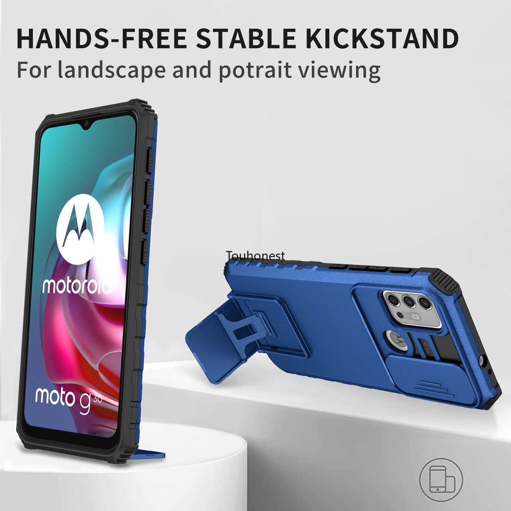 เคส For Motorola Moto G30 เคส Moto G Power Casing Moto G20 G10 Case Moto G9 Plus Case Moto G50 Case Moto G Pure Case Moto G42 Case Cool Shockproof Slide Lens Protection Armor Stand Phone Cover Cassing Cases Case JF โทรศัพท์มือถือ ป้องกันเลนส์ กันกระแทก